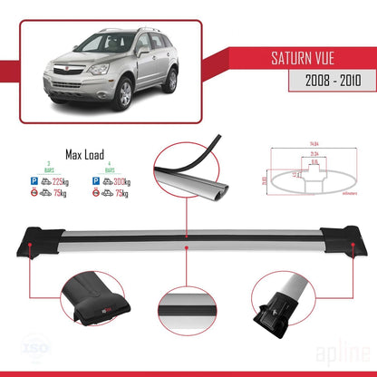 Compatible avec Saturn Vue 2 2008-2010 FLY Model Barres de Toit Railing Porte-Bagages de Voiture Gris Aluminium 3 Barres