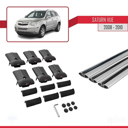 Compatible avec Saturn Vue 2 2008-2010 FLY Model Barres de Toit Railing Porte-Bagages de Voiture Gris Aluminium 3 Barres