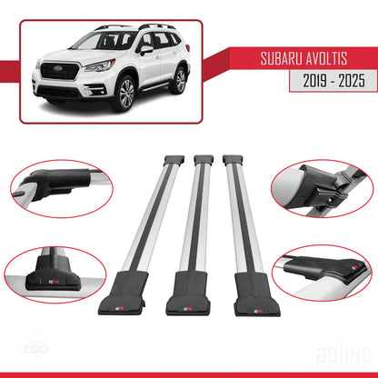 Compatible avec Subaru Evoltis 2019-2025 FLY Model Barres de Toit Railing Porte-Bagages de Voiture Gris Aluminium 3 Barres