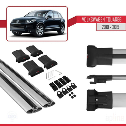 Compatible avec Volkswagen Touareg 2 (7P) Pre-Facelift 2010-2015 FLY Model Barres de Toit Railing Porte-Bagages de Voiture Gris Aluminium 2 Barres
