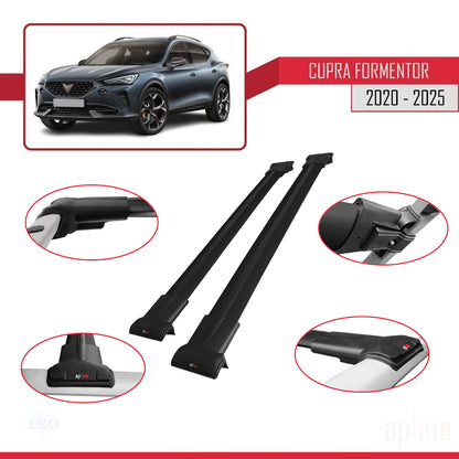 Compatible avec Cupra Formentor 2020-2025 FLY Model Barres de Toit Railing Porte-Bagages de Voiture Noir Aluminium 2 Barres