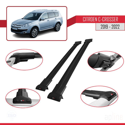Compatible avec Citroen Berlingo 3 (K9) 2019-2022 FLY Model Barres de Toit Railing Porte-Bagages de Voiture Noir Aluminium 2 Barres