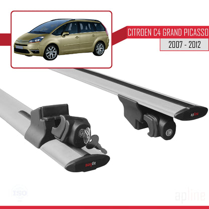 Compatible avec Citroen Grand C4 Picasso 2007-2012 HOOK Model Barres de Toit Railing Porte-Bagages de Voiture Gris Aluminium 2 Barres