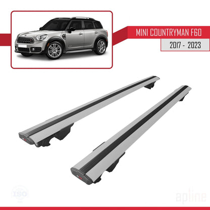 Compatible avec Mini Countryman 2 (F60) 2017-2023 HOOK Model Barres de Toit Railing Porte-Bagages de Voiture Gris Aluminium 2 Barres