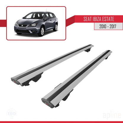 Compatible avec Seat Ibiza 4 (6J) ST 2010-2017 HOOK Model Barres de Toit Railing Porte-Bagages de Voiture Gris Aluminium 2 Barres
