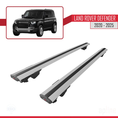 Compatible avec Land Rover Defender 2020-2025 HOOK Model Barres de Toit Railing Porte-Bagages de Voiture Gris Aluminium 2 Barres