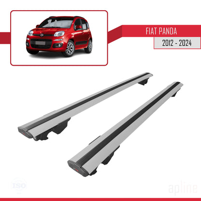 Compatible avec Fiat Panda 3 (319) 2012-2024 HOOK Model Barres de Toit Railing Porte-Bagages de Voiture Gris Aluminium 2 Barres