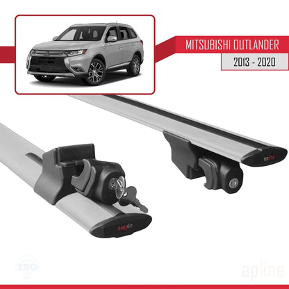 Compatible avec Mitsubishi Outlander 3 2013-2020 HOOK Model Barres de Toit Railing Porte-Bagages de Voiture Gris Aluminium 2 Barres