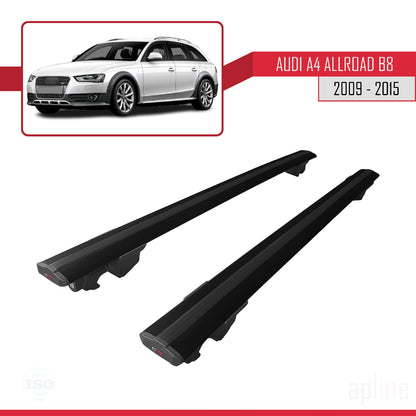 Compatible avec A4 (B8) Allroad 2009-2015 HOOK Model Barres de Toit Railing Porte-Bagages de Voiture Noir Aluminium 2 Barres