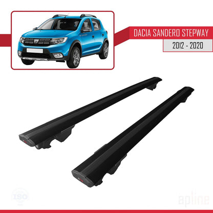 Compatibile con Dacia Sandero Stepway 2 2012-2020 Modello HOOK Barre portatutto per auto Portapacchi in alluminio nero 2 barre