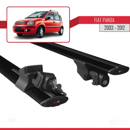 Compatible avec Fiat Panda 2 (169) 2003-2012 HOOK Model Barres de Toit Railing Porte-Bagages de Voiture Noir Aluminium 2 Barres