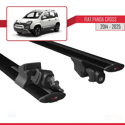 Compatible avec Fiat Panda Cross 2014-2025 HOOK Model Barres de Toit Railing Porte-Bagages de Voiture Noir Aluminium 2 Barres