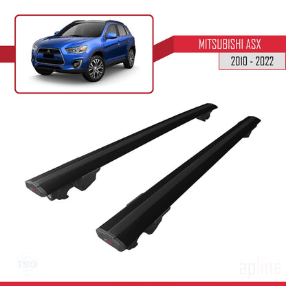 Compatible avec Mitsubishi ASX (GA) 2010-2022 HOOK Model Barres de Toit Railing Porte-Bagages de Voiture Noir Aluminium 2 Barres