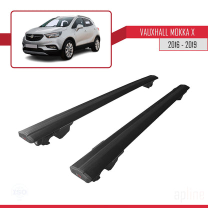 Compatible avec Vauxhall Mokka X (J13) 2016-2019 HOOK Model Barres de Toit Railing Porte-Bagages de Voiture Noir Aluminium 2 Barres