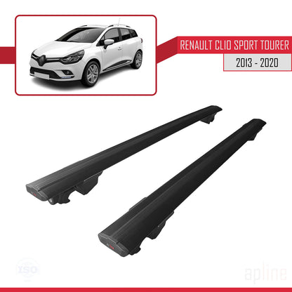 Compatible avec Renault Clio 4 ST 2013-2020 HOOK Model Barres de Toit Railing Porte-Bagages de Voiture Noir Aluminium 2 Barres