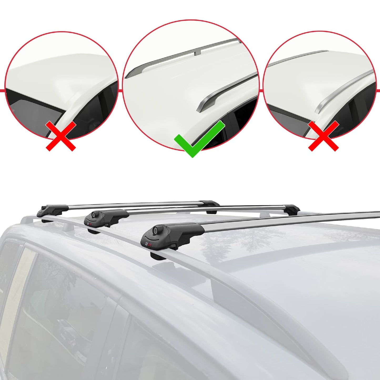 Compatible avec Volkswagen Golf 7 (5G) Variant 2013-2019 ACE-1 Barres de Toit Railing Porte-Bagages de Voiture Gris Aluminium 3 Barres
