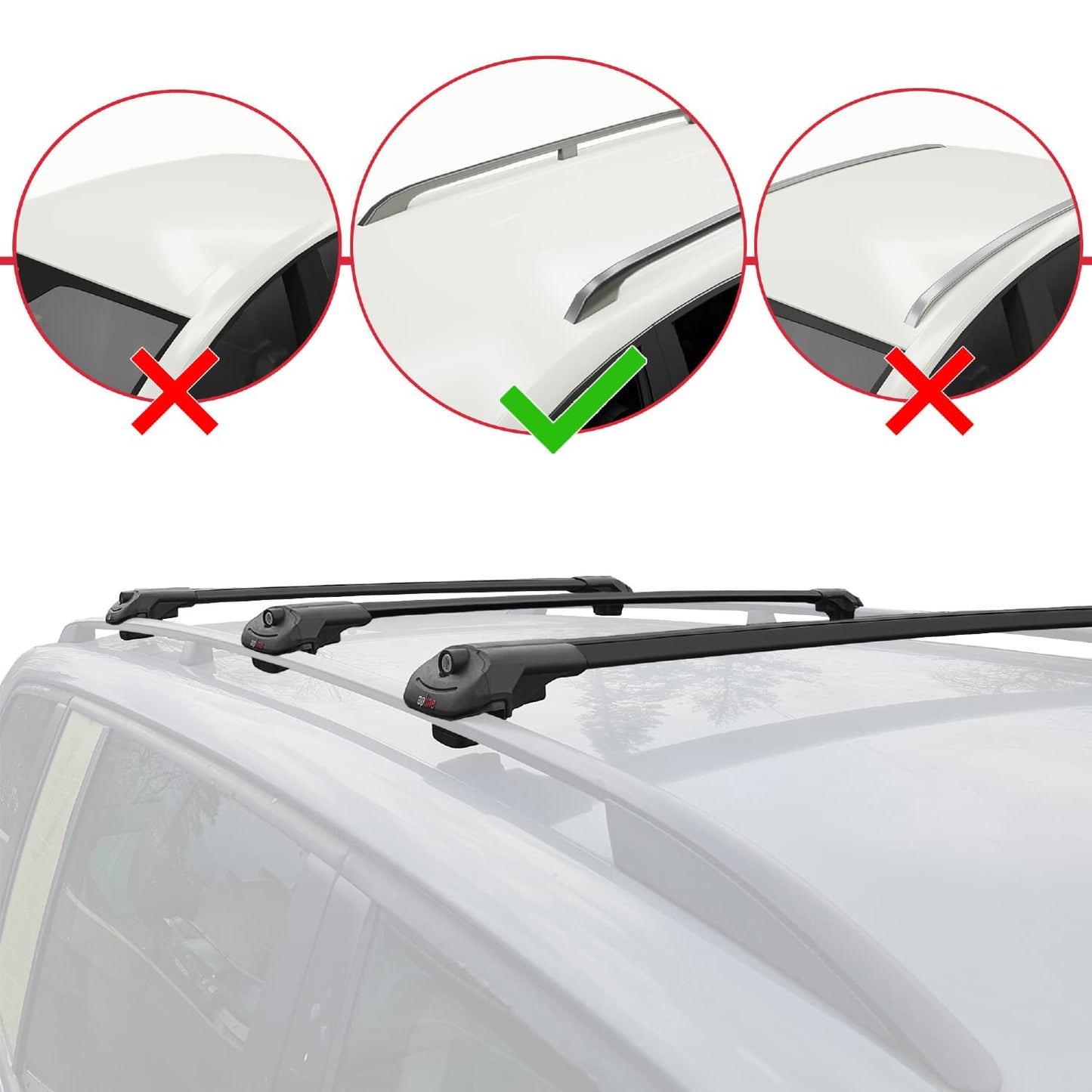 Compatible avec Citroen Grand C4 Picasso 2007-2012 ACE-1 Barres de Toit Railing Porte-Bagages de Voiture Noir Aluminium 3 Barres