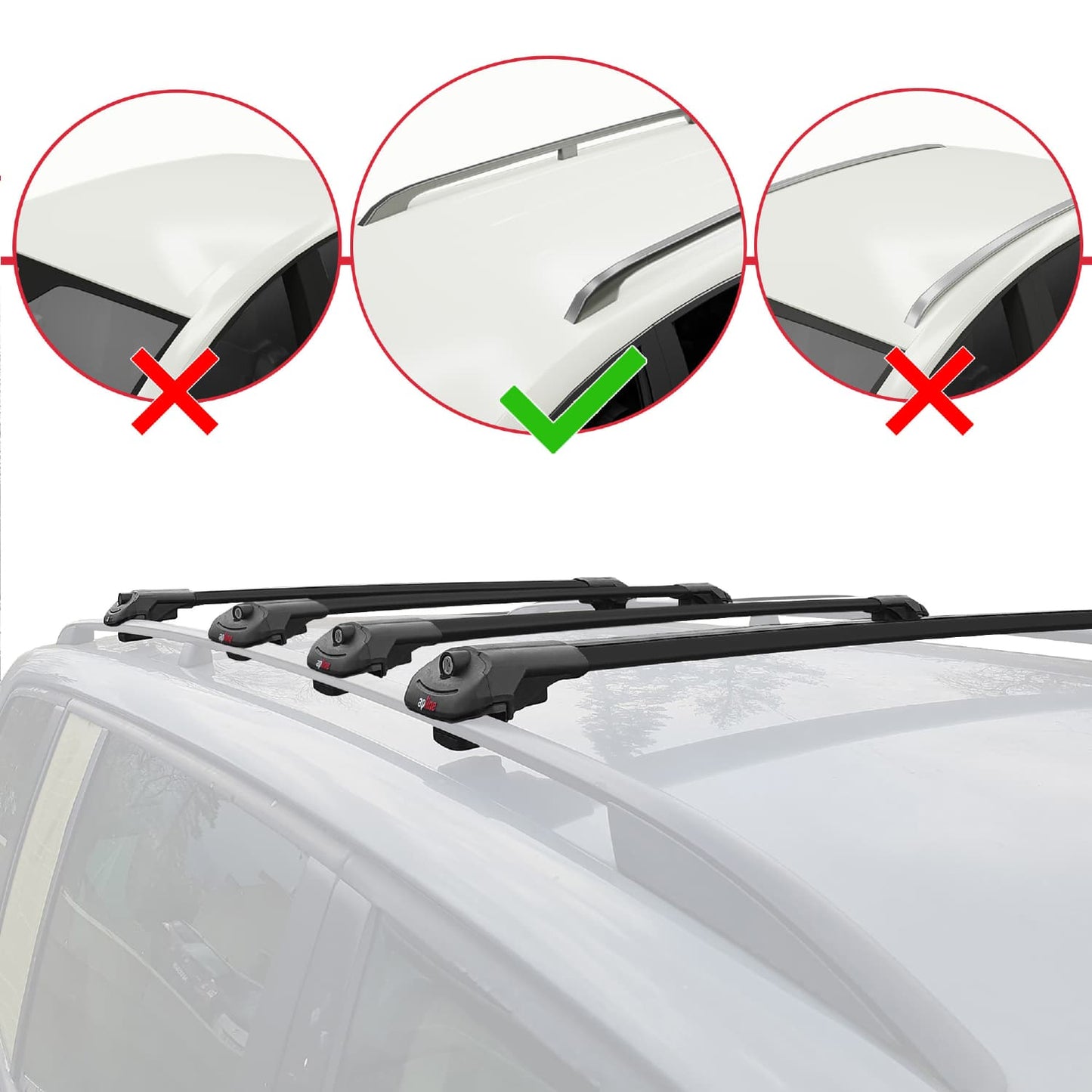 Compatible avec Fiat Doblo 3 2023-2025 ACE-1 Barres de Toit Railing Porte-Bagages de Voiture Noir Aluminium 4 Barres