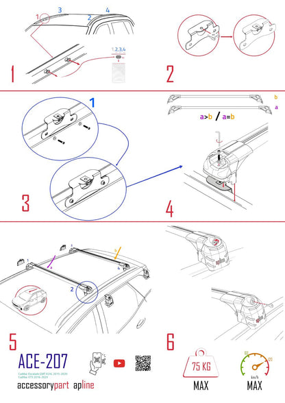 Compatible avec Cadillac XT5 2017-2024 ACE-2 Barres de Toit Railing Porte-Bagages de Voiture Gris Aluminium 2 Barres