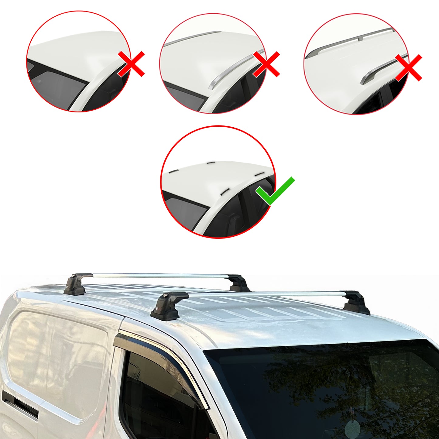 Compatible avec Volkswagen Caddy (2K) 2003-2019 ACE-3 Barres de Toit Railing Porte-Bagages de Voiture Gris Aluminium 2 Barres