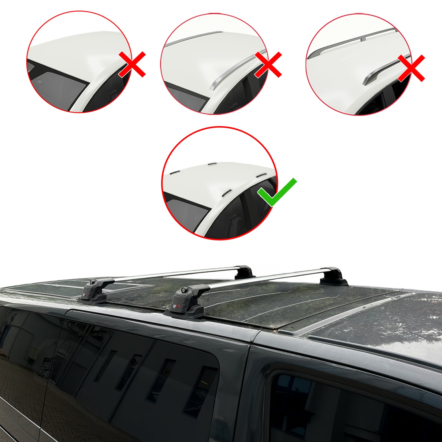 Compatible avec Volkswagen Multivan (T5) 2003-2015 ACE-3 Barres de Toit Railing Porte-Bagages de Voiture Gris Aluminium 2 Barres