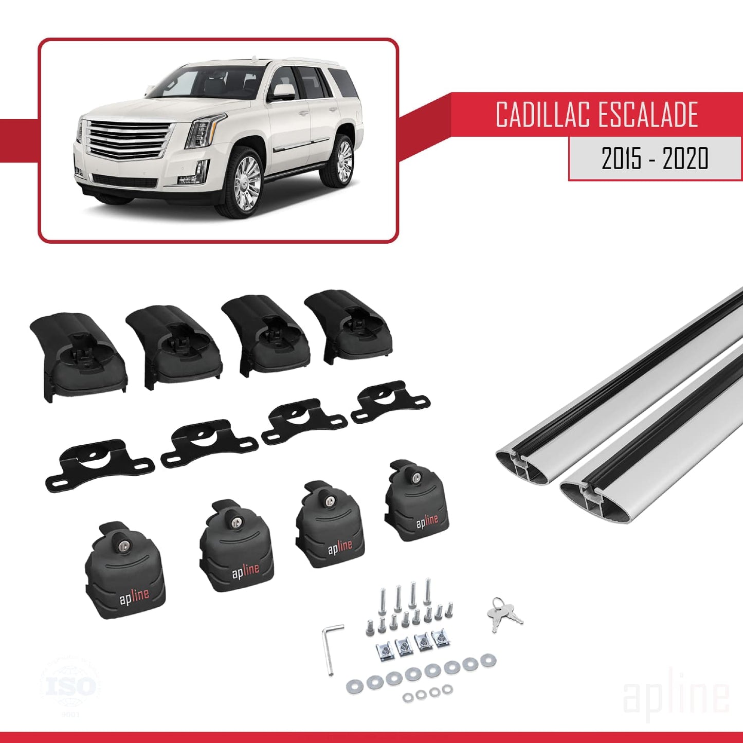 Compatible avec Cadillac Escalade 2015-2020 ACE-2 Barres de Toit Railing Porte-Bagages de Voiture Gris Aluminium 2 Barres