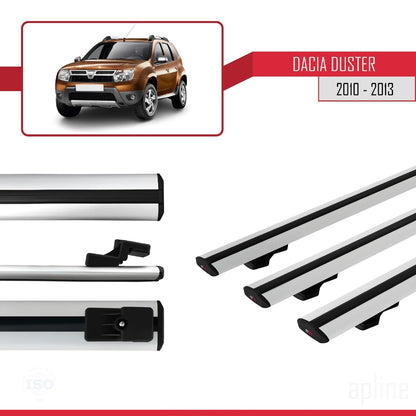 Compatible avec Dacia Duster (HS) Pre-Facelift 2010-2013 BASIC Model Barres de Toit Railing Porte-Bagages de Voiture Gris Aluminium 3 Barres