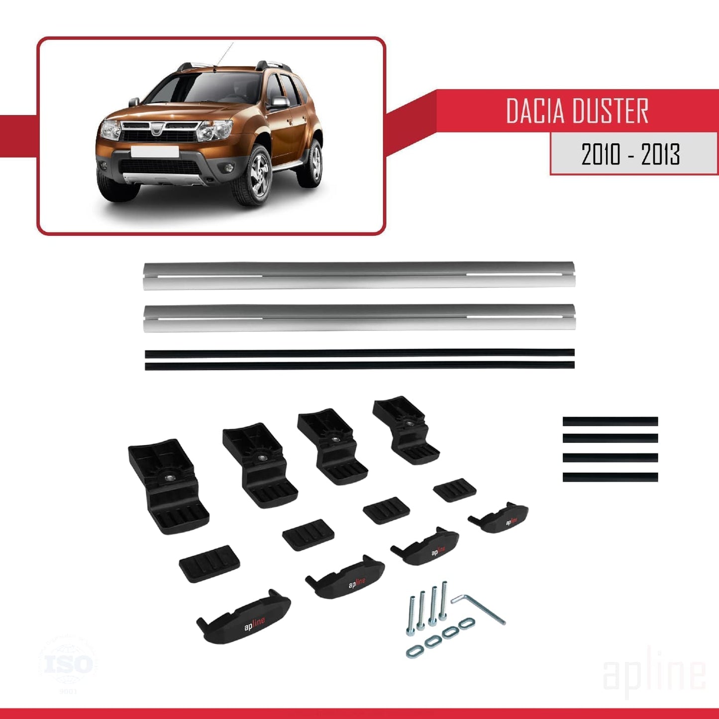 Compatible avec Dacia Duster (HS) Pre-Facelift 2010-2013 BASIC Model Barres de Toit Railing Porte-Bagages de Voiture Gris Aluminium 2 Barres
