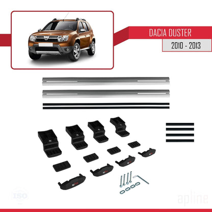 Compatible avec Dacia Duster (HS) Pre-Facelift 2010-2013 BASIC Model Barres de Toit Railing Porte-Bagages de Voiture Gris Aluminium 2 Barres