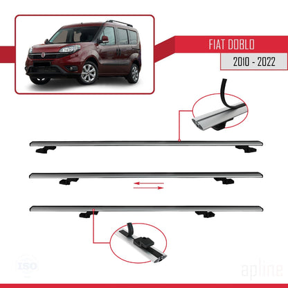 Compatible avec Fiat Doblo 2 2010-2022 BASIC Model Barres de Toit Railing Porte-Bagages de Voiture Gris Aluminium 2 Barres