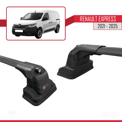 Compatible avec Renault Express 2021-2025 ACE-3 Barres de Toit Railing Porte-Bagages de Voiture Noir Aluminium 2 Barres