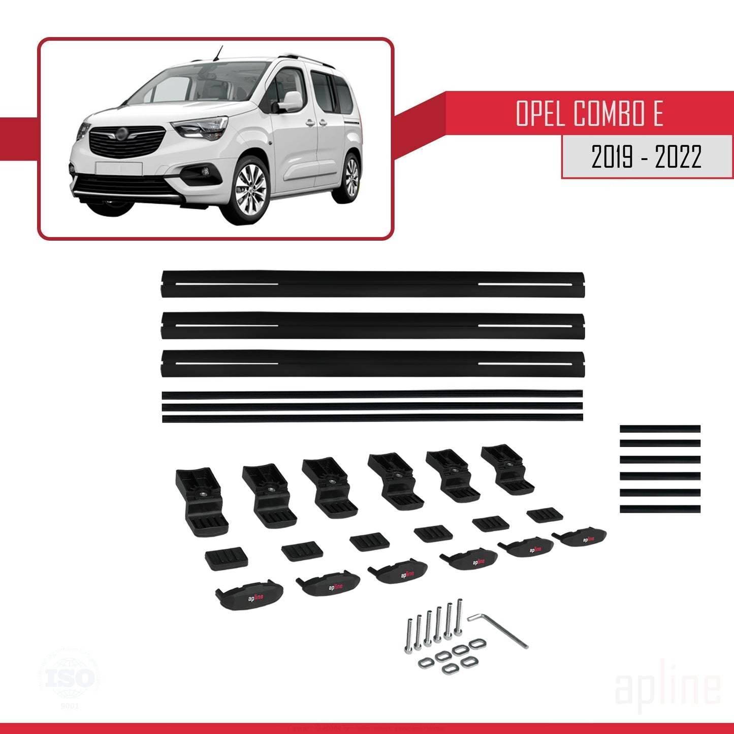 Compatible avecOpel Combo E 2019-2022 BASIC Model Barres de Toit Railing Porte-Bagages de Voiture Noir Aluminium 3 Barres