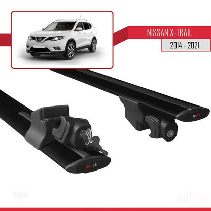 Compatible avec Nissan X-Trail 3 (T32) 2014-2021 HOOK Model Barres de Toit Railing Porte-Bagages de Voiture Noir Aluminium 2 Barres