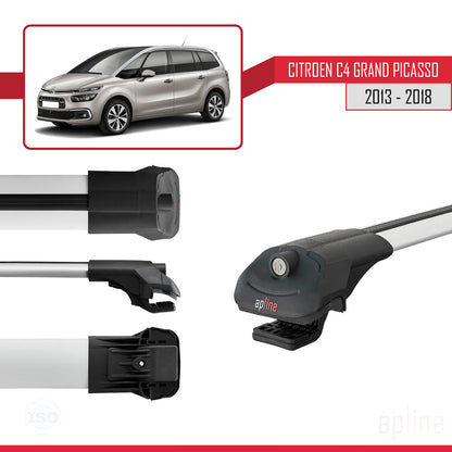 Compatible avec Citroen C4 Grand Picasso 2013-2018 ACE-1 Barres de Toit Railing Porte-Bagages de Voiture Gris Aluminium 2 Barres