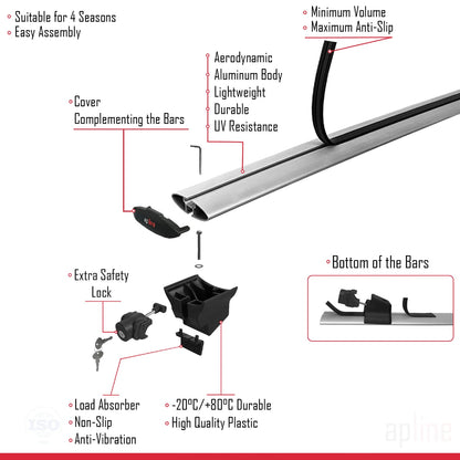 Compatible avec Citroen Berlingo 3 (K9) 2023-2025 HOOK Model Barres de Toit Railing Porte-Bagages de Voiture Gris Aluminium 2 Barres