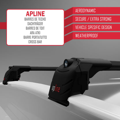 Compatible avec Fiat 500 X 2014-2025 ACE-2 Barres de Toit Railing Porte-Bagages de Voiture Noir Aluminium 2 Barres