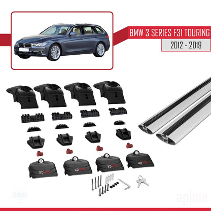 Compatible avec BMW Série 3 (F31) Touring 2012-2019 ACE-2 Barres de Toit Railing Porte-Bagages de Voiture Gris Aluminium 2 Barres