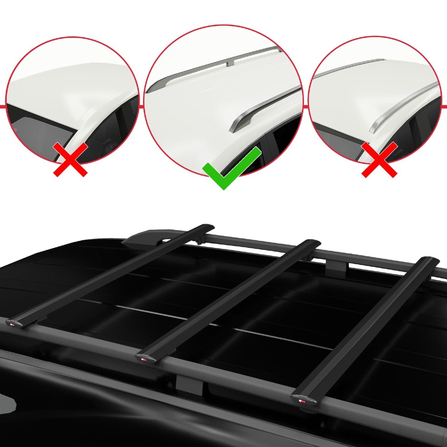 Compatible avec BMW X5 (E70) 2007-2013 BASIC Model Barres de Toit Railing Porte-Bagages de Voiture Noir Aluminium 3 Barres