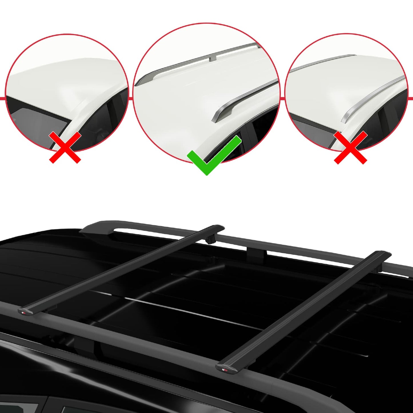 Compatible avec Dacia Sandero Stepway 2008-2012 BASIC Model Barres de Toit Railing Porte-Bagages de Voiture Noir Aluminium 2 Barres