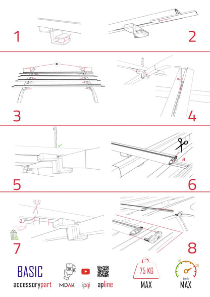 Compatible avec Nissan Primastar 2001-2014 BASIC Model Barres de Toit Railing Porte-Bagages de Voiture Noir Aluminium 4 Barres