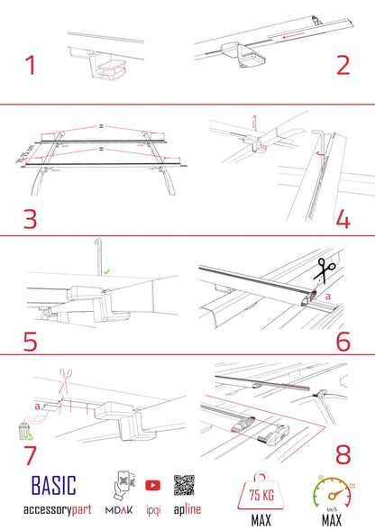 Compatible avec A4 (B9) Allroad 2016-2025 BASIC Model Barres de Toit Railing Porte-Bagages de Voiture Noir Aluminium 2 Barres