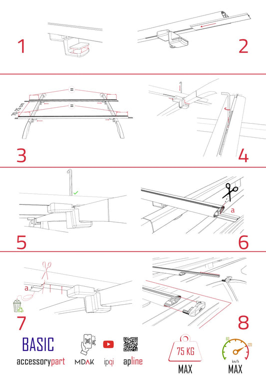 Compatible avec Fiat Talento 2016-2021 BASIC Model Barres de Toit Railing Porte-Bagages de Voiture Noir Aluminium 2 Barres
