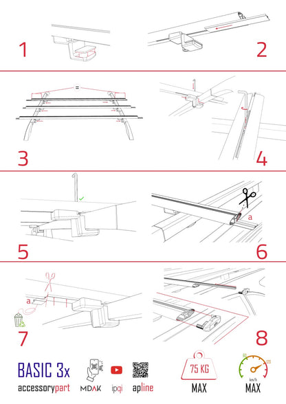 Compatible avec Audi 100 Avanta 1989-1994 BASIC Model Barres de Toit Railing Porte-Bagages de Voiture Gris Aluminium 3 Barres
