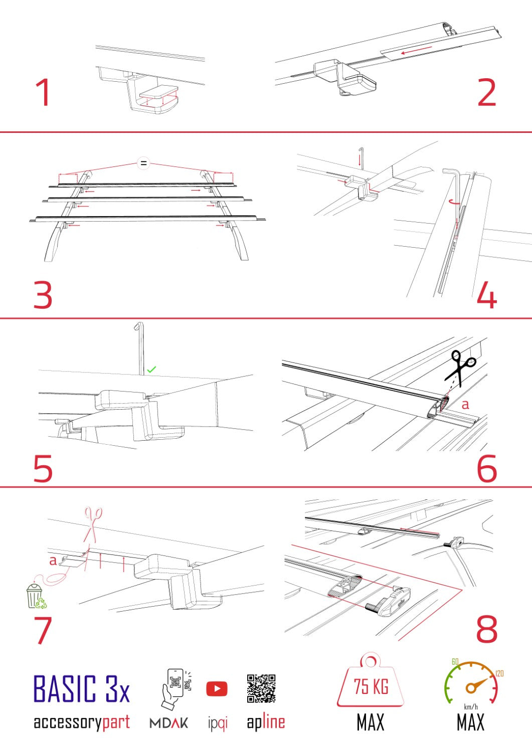 Compatible avec A4 (B9) Allroad 2016-2025 BASIC Model Barres de Toit Railing Porte-Bagages de Voiture Noir Aluminium 3 Barres